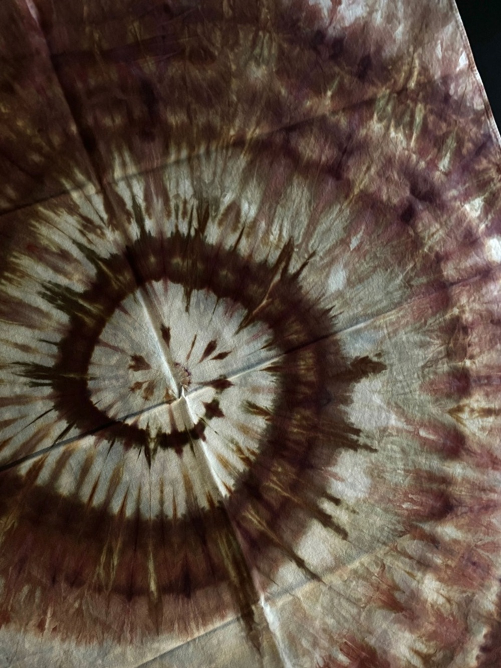 Hand-Dyed Tie Dye Cotton Handkerchief in Brown and Cream